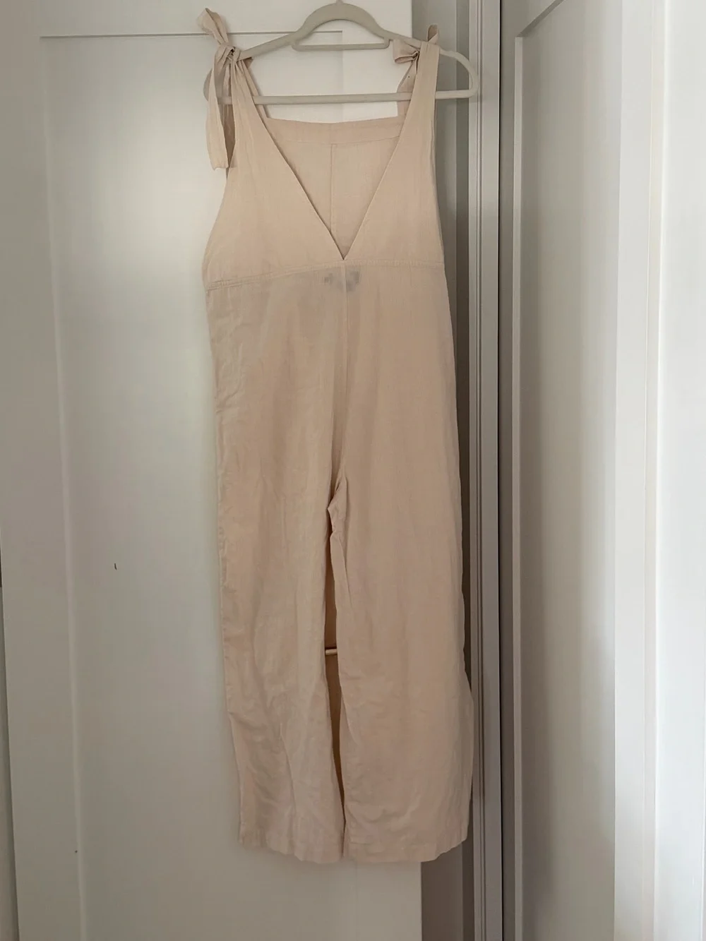 Hatch Cream Jumpsuit with Tie Shoulders